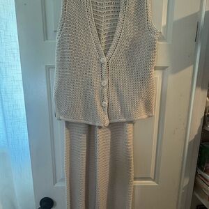 Chic Crochet Vest and pants Ensemble
